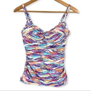 Croft & Barrow Twist Top Tankini Multicolor Hearts Size 6